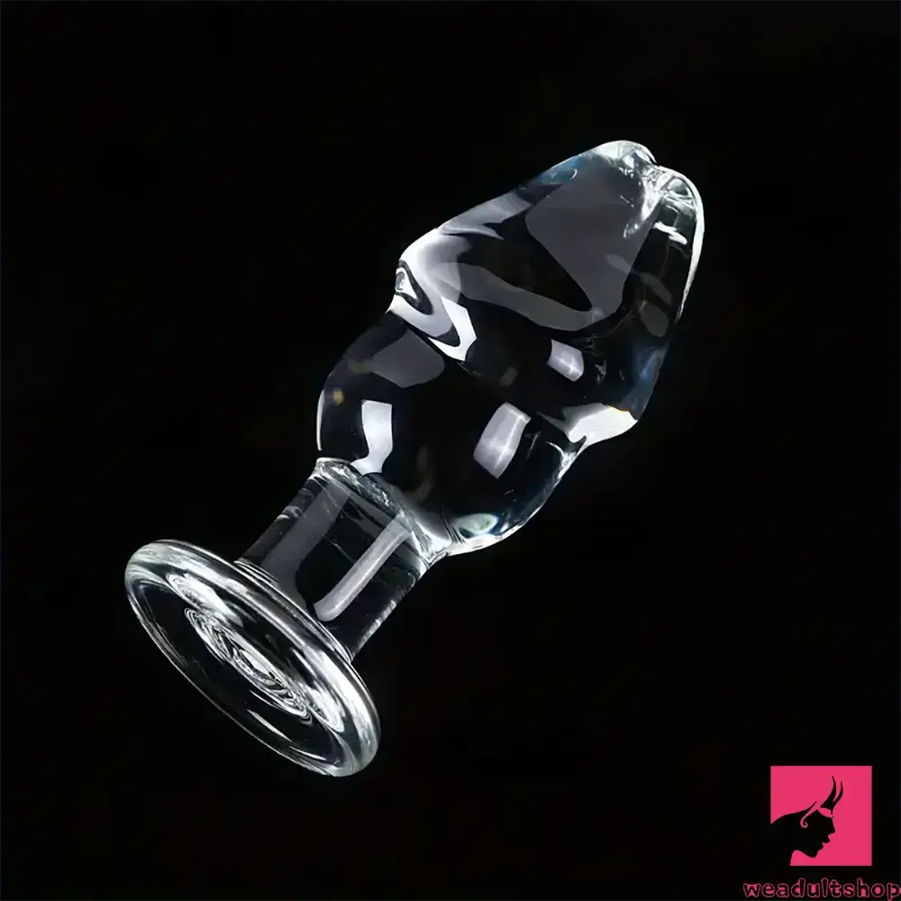 4.53in Clear Elegant Glass Crystal Dildo For Women Men With Base
