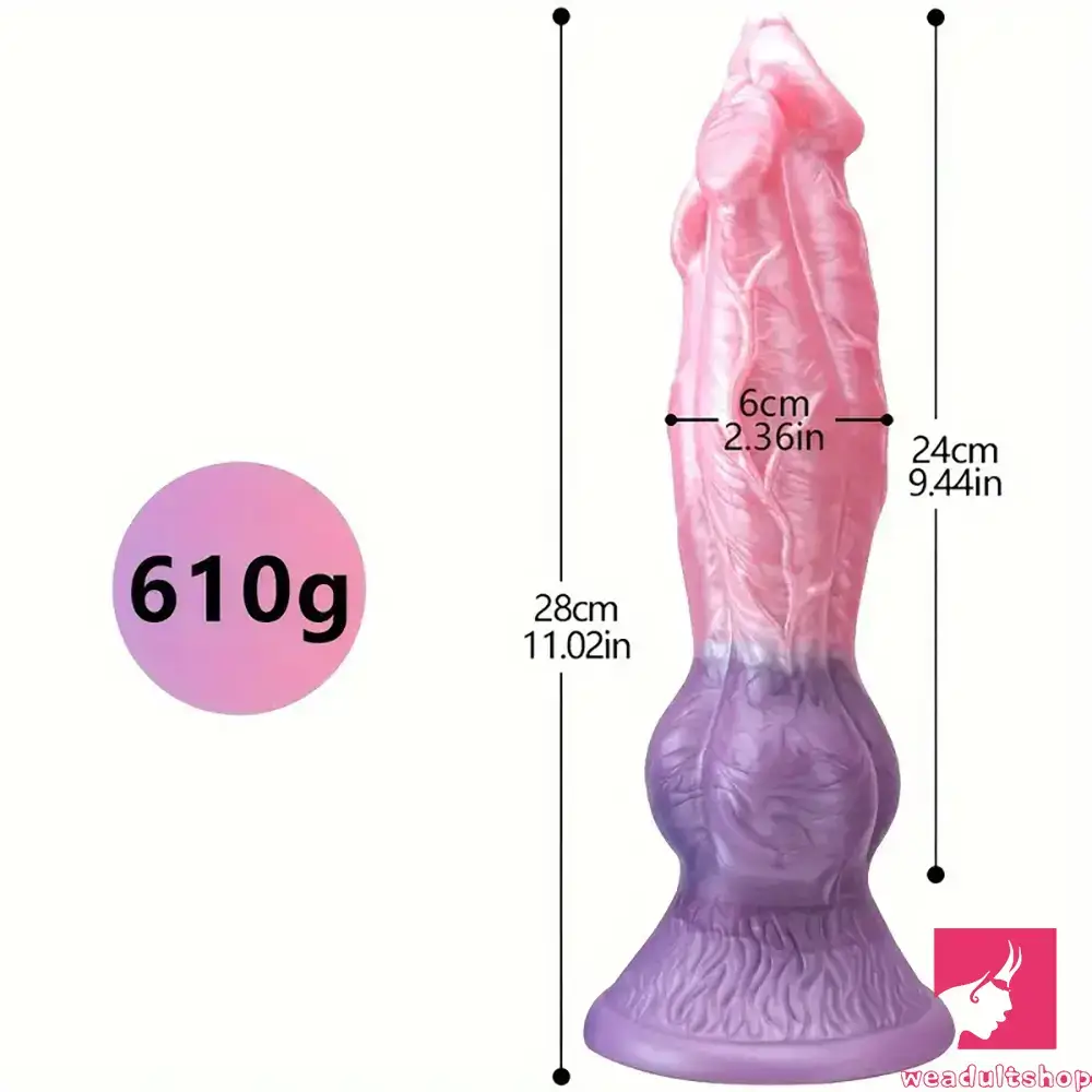 11.02in Colorful Silicone Flexible Fantasy Dog Dildo For BDSM Anal Sex