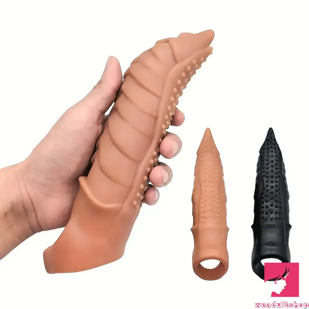 8.66in Wolf Head Silicone Cock Sleeve Big Dildo BDSM Sex Toy For Anus