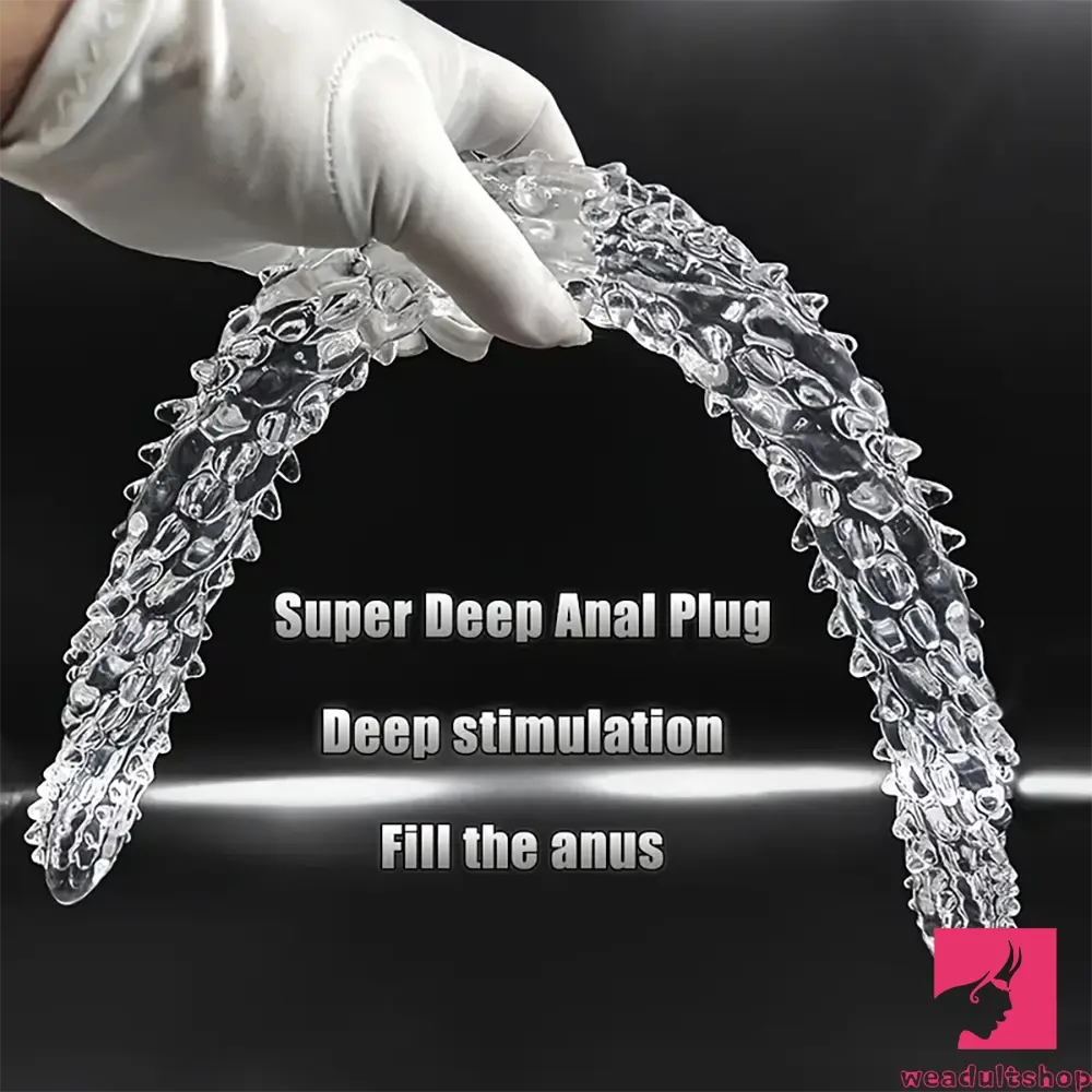 14.8in 18.7in 22.6in Clear Long Dual Heads Huge Spiked Dildo For Adults