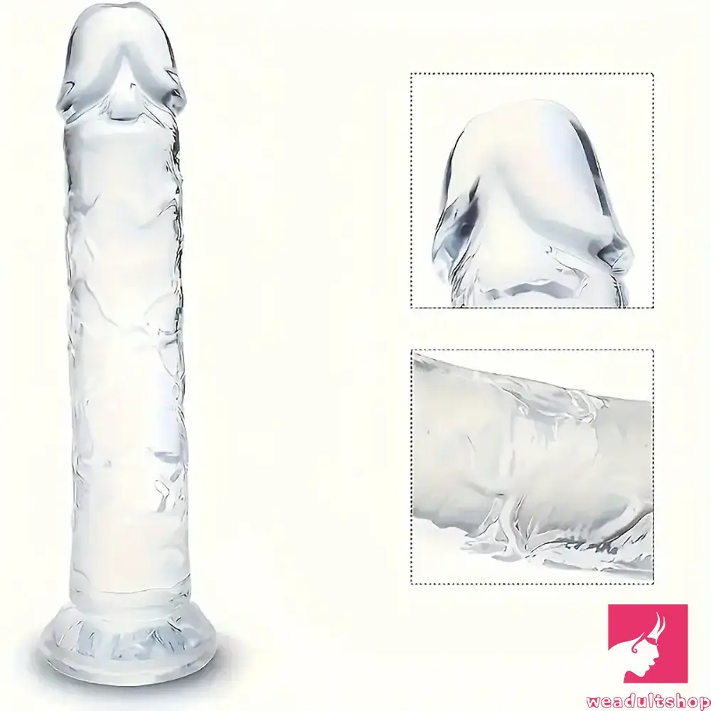 3.54in-9.84in Unisex Realistic Crystal Clear Dildo For Men Women Adult