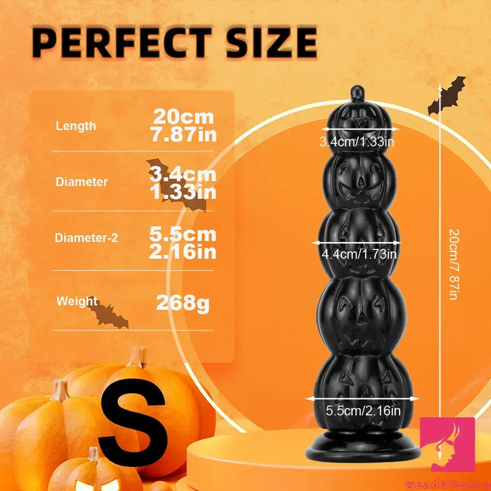 8.668in 11.86in 7.87in 11.02in Pumpkin Skull Fantasy Big Black Dildo