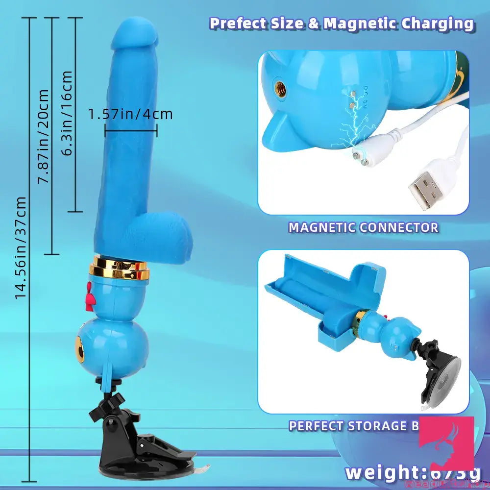 7.87in Cat Heating Thrusting Vibrating Remote Dildo Gun Fucking Sex Machine