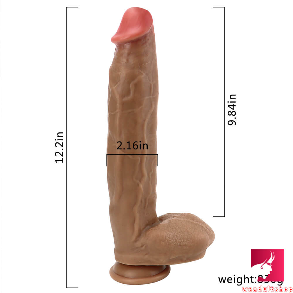 12.2in Big Realistic Soft Silicone Double Layer Dildo With Suction Cup