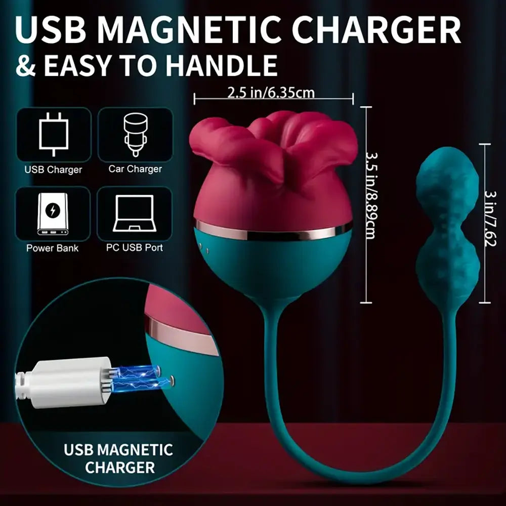 2in1 Tongue Licking Push Telescopic Rose Toy Women Clit Vibrator 2in1 Tongue Licking Push Telescopic Rose Toy Women Clit Vibrator