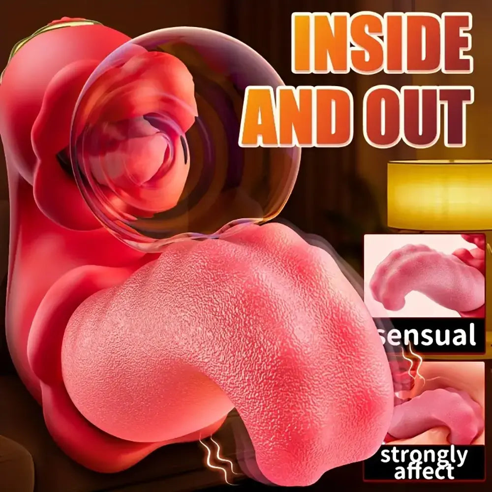 Double Tongue Licking Swing Female Clitoral Rose Vibrator Love Sex Toy
