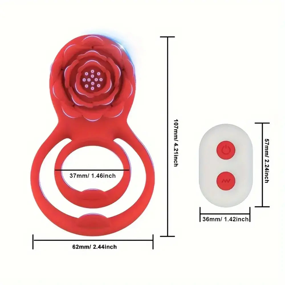 Rose Vibrating Penis Ring With Clitoral Stimulator Vibrator Sex Toy