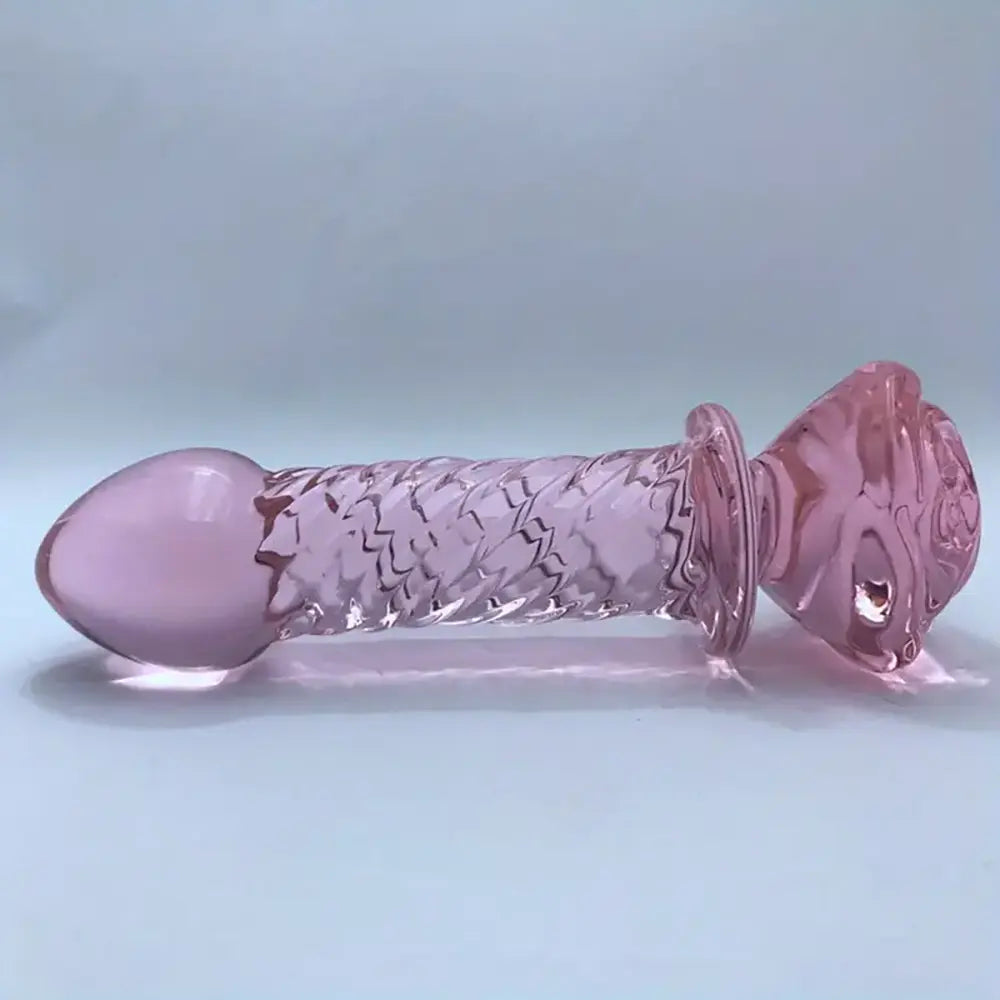 Gradual Head Crystal Glass 4-bead Anal Plug Dildo Rose Sex Toy