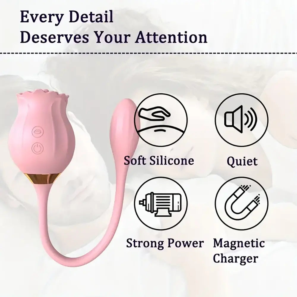3in1 Clitoral Stimulator Tongue Licking Thrusting Dildo Rose Sex Toy