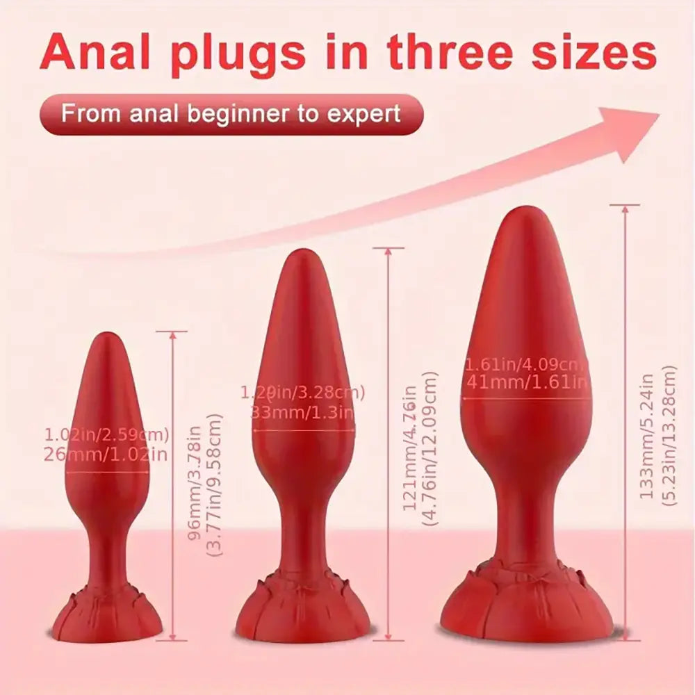 Silicone Rose Anal Plug Sex Toy For Men Women Vaginal Pleasure