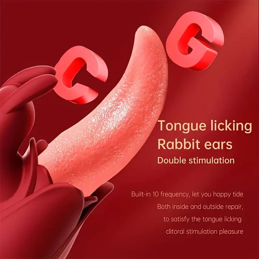 Rose Clitoral Stimulator Rabbit Tongue Licking Vibration Adult Toy