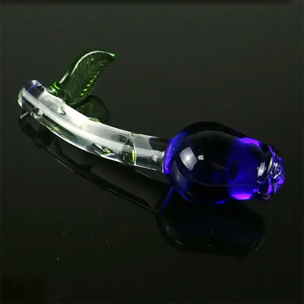 Handheld Glass Clear Rosebud Anal Plug Rose Adult Sex Toy For Clit