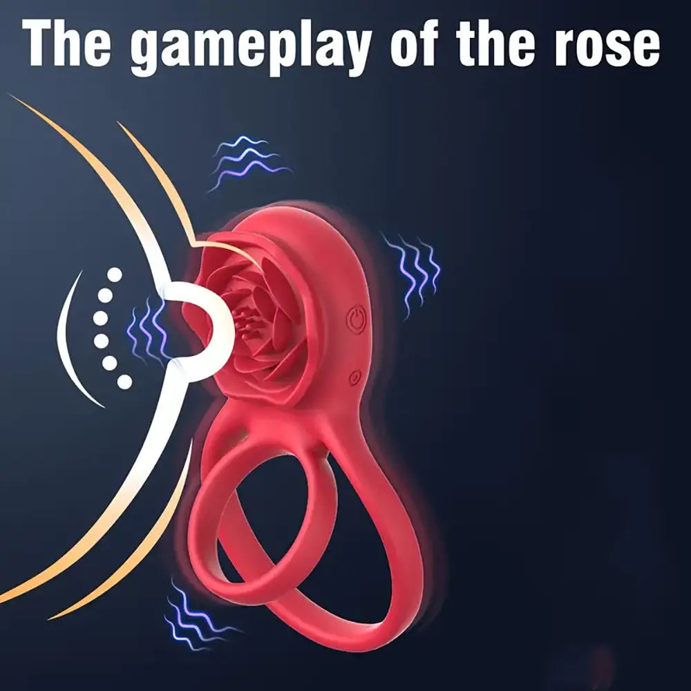 Rose Flower Ejaculation Dual Cock Ring Remote Rose Ring Vibrator