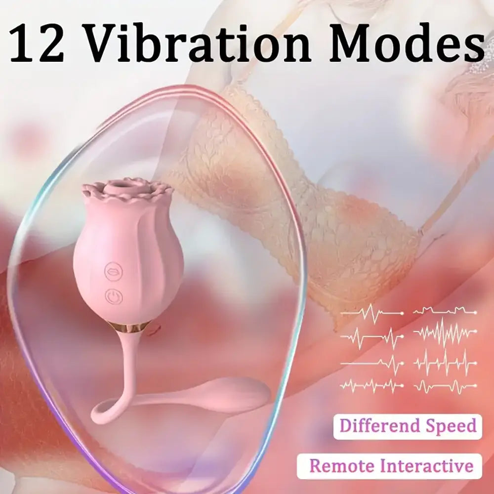 3in1 Clitoral Stimulator Tongue Licking Thrusting Dildo Rose Sex Toy