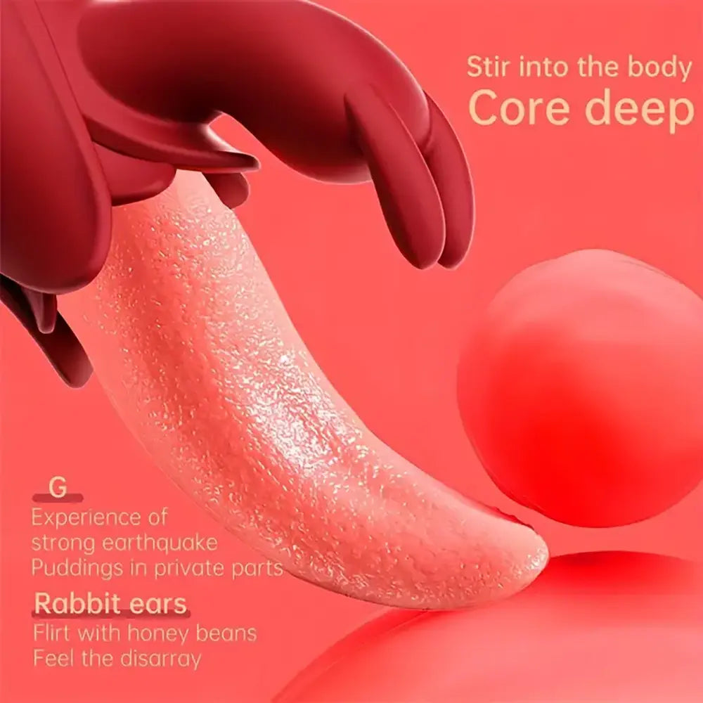Rose Clitoral Stimulator Rabbit Tongue Licking Vibration Adult Toy