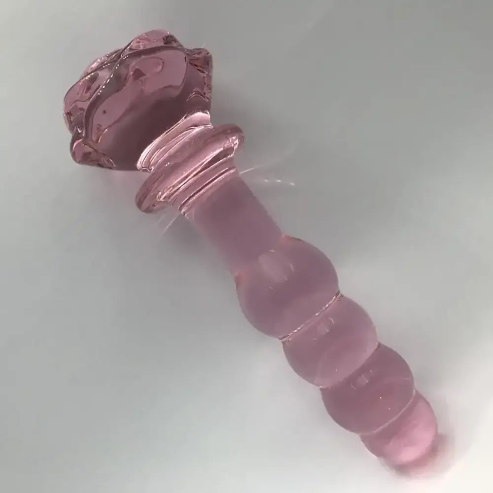 Gradual Head Crystal Glass 4-bead Anal Plug Dildo Rose Sex Toy
