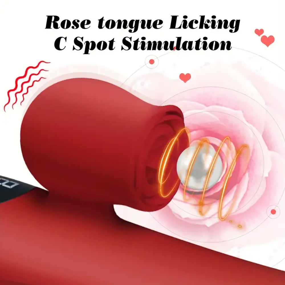 Silicone Telescopic Push Vibration Heating Tongue Lick Rose Vibrator