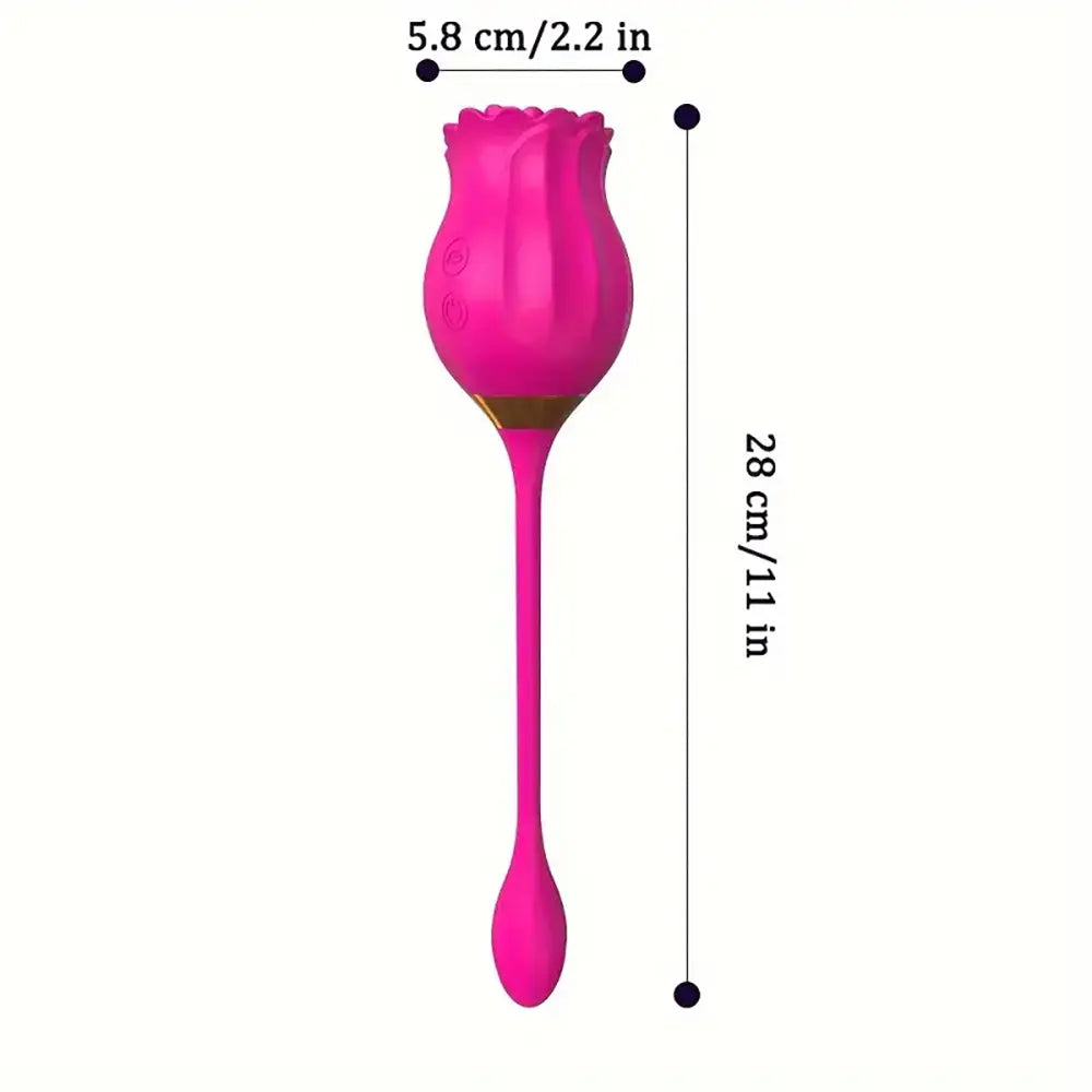 3in1 Clitoral Stimulator Tongue Licking Thrusting Dildo Rose Sex Toy