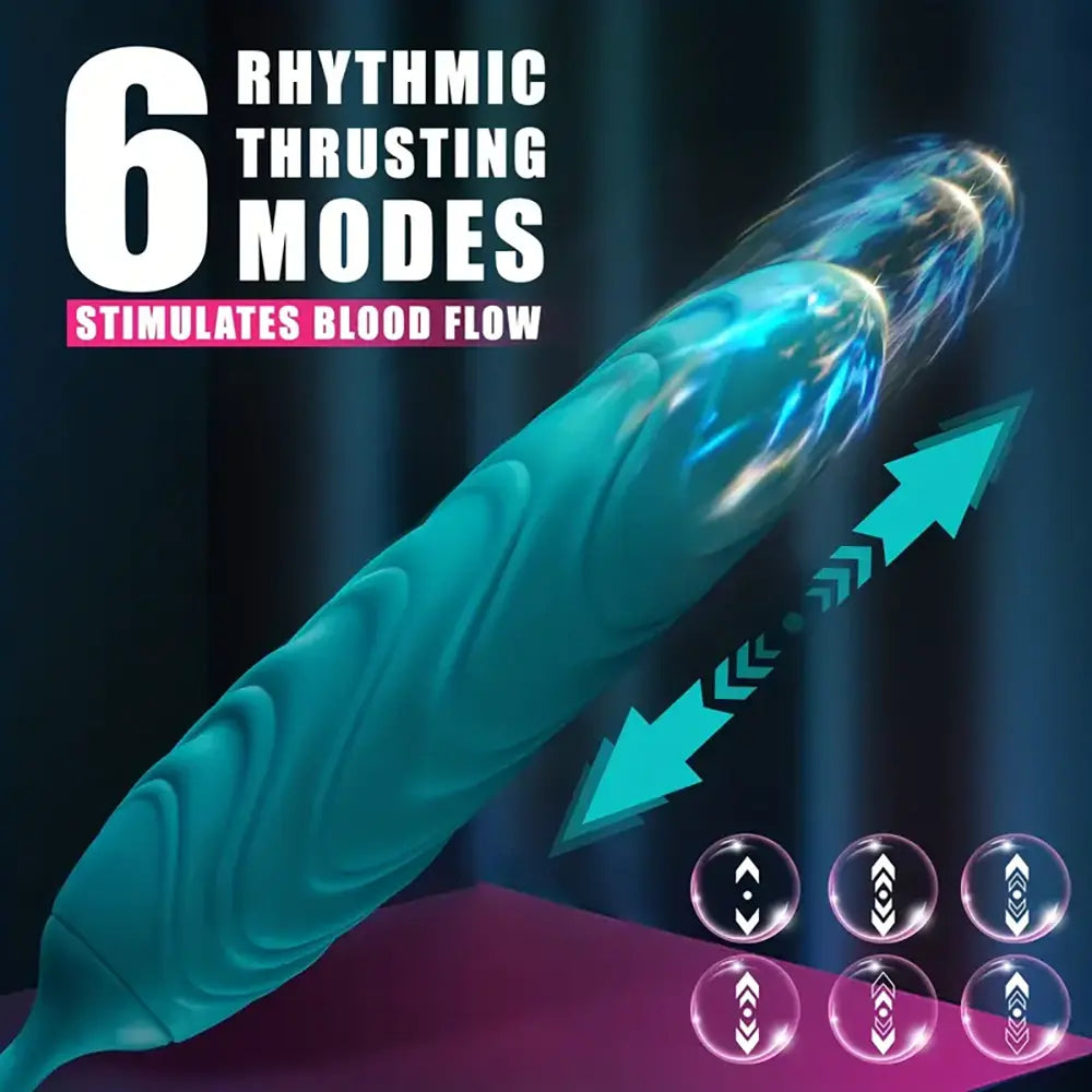 2in1 Tongue Licking Push Telescopic Rose Toy Women Clit Vibrator