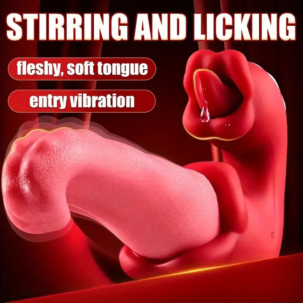 Double Tongue Licking Swing Female Clitoral Rose Vibrator Love Sex Toy