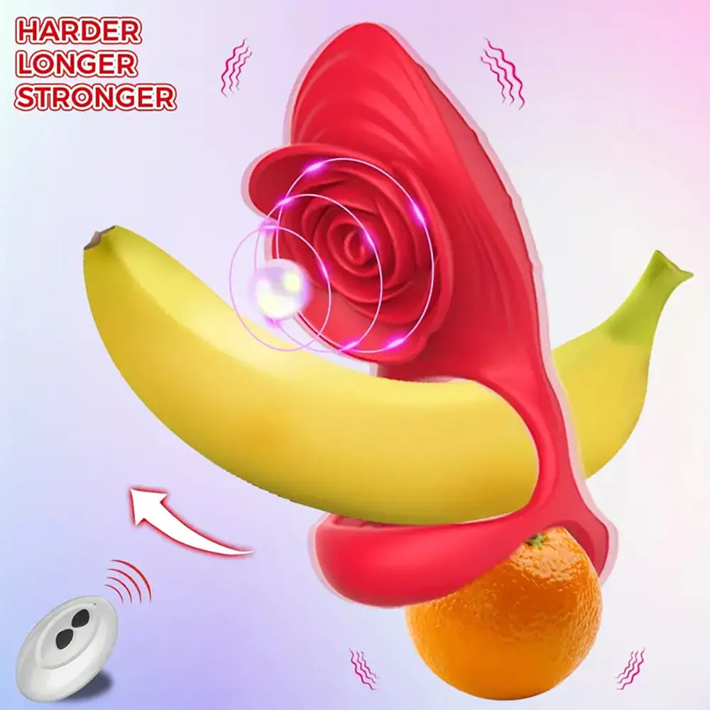Remote Control Rose Vibrating Cock Ring Sex Toy For Couples Clit