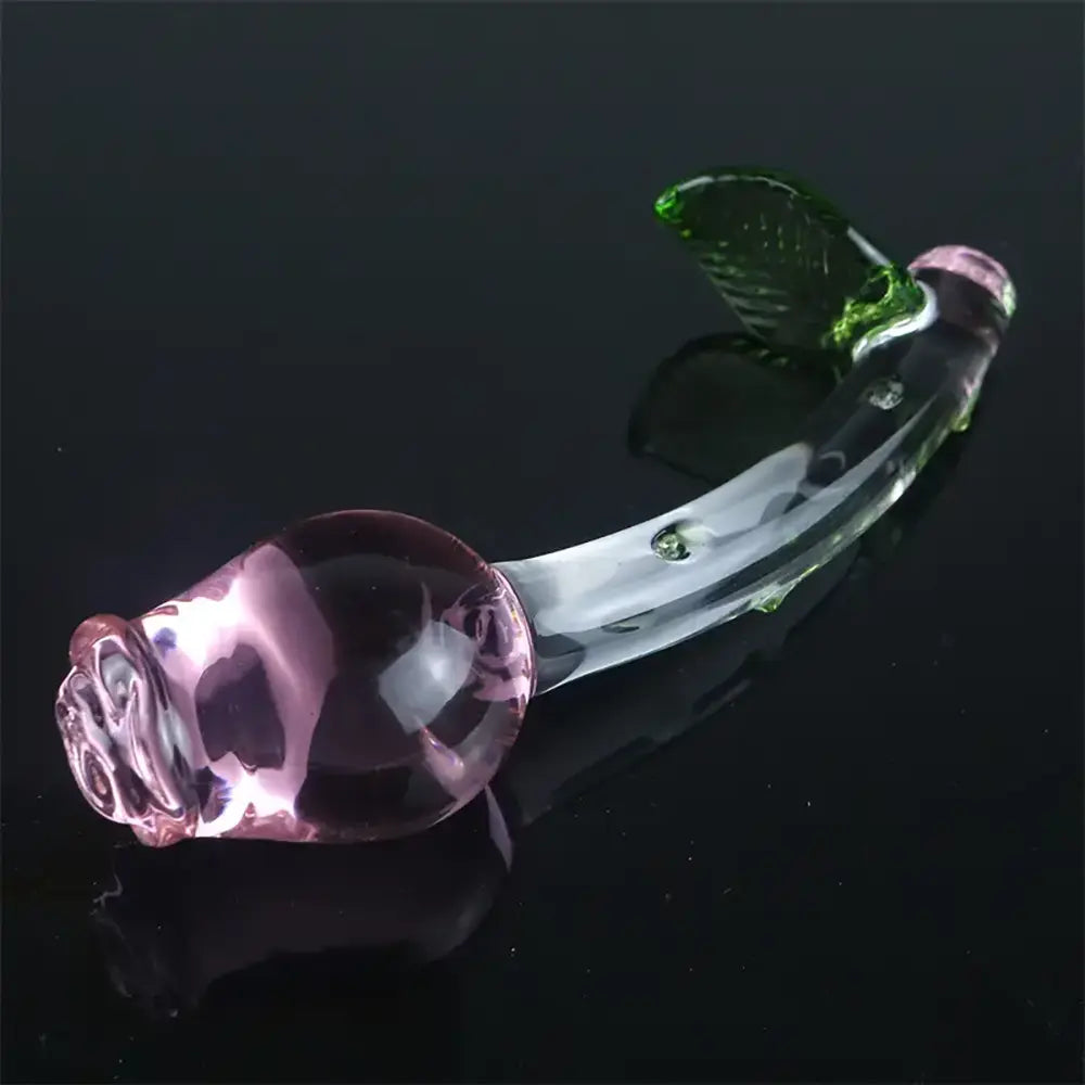 Handheld Glass Clear Rosebud Anal Plug Rose Adult Sex Toy For Clit