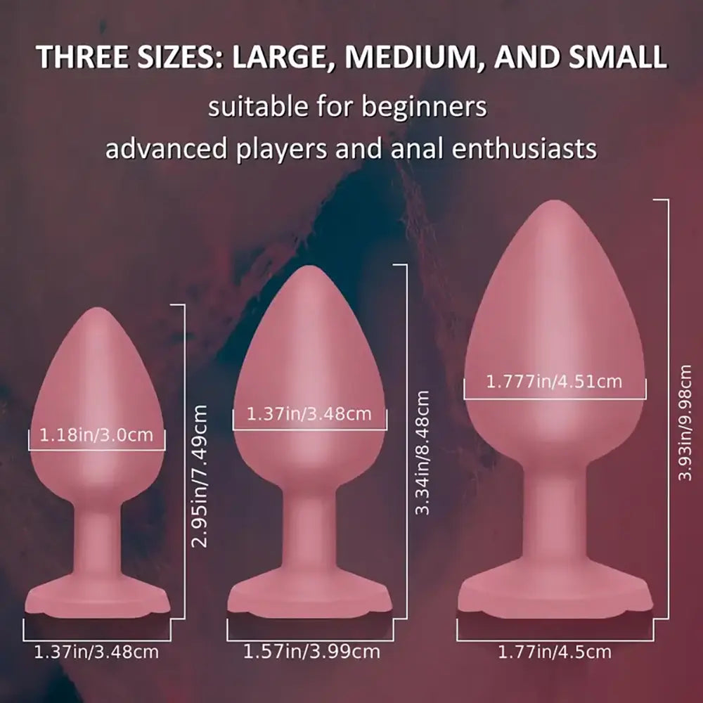 3Pcs Pink Rose Silicone Anal Plugs Rose Sex Toy For Anal Insertation