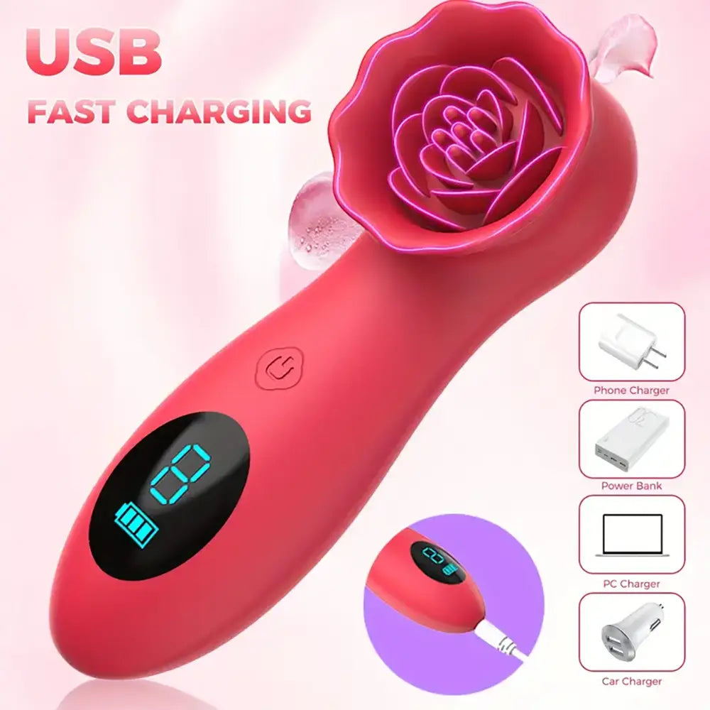 USB Powered Rose Petal Vibration Love Sex Toy For Women Clit