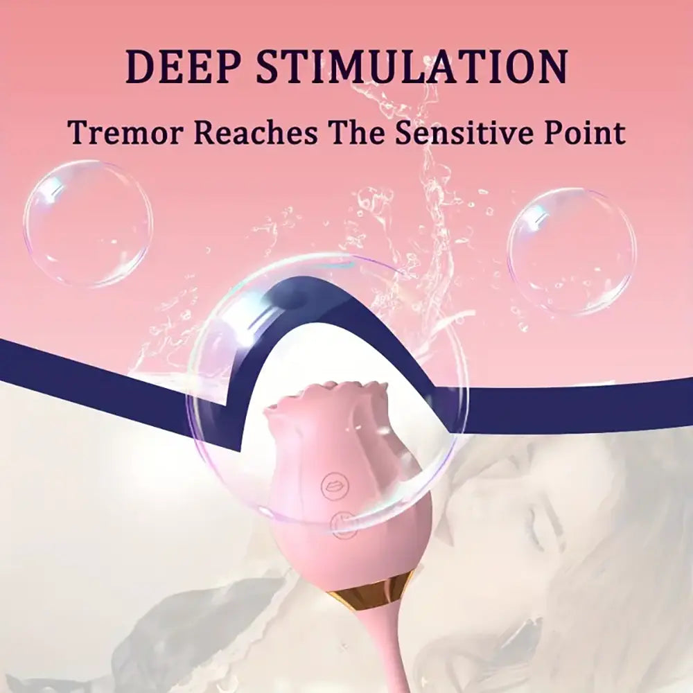 3in1 Clitoral Stimulator Tongue Licking Thrusting Dildo Rose Sex Toy
