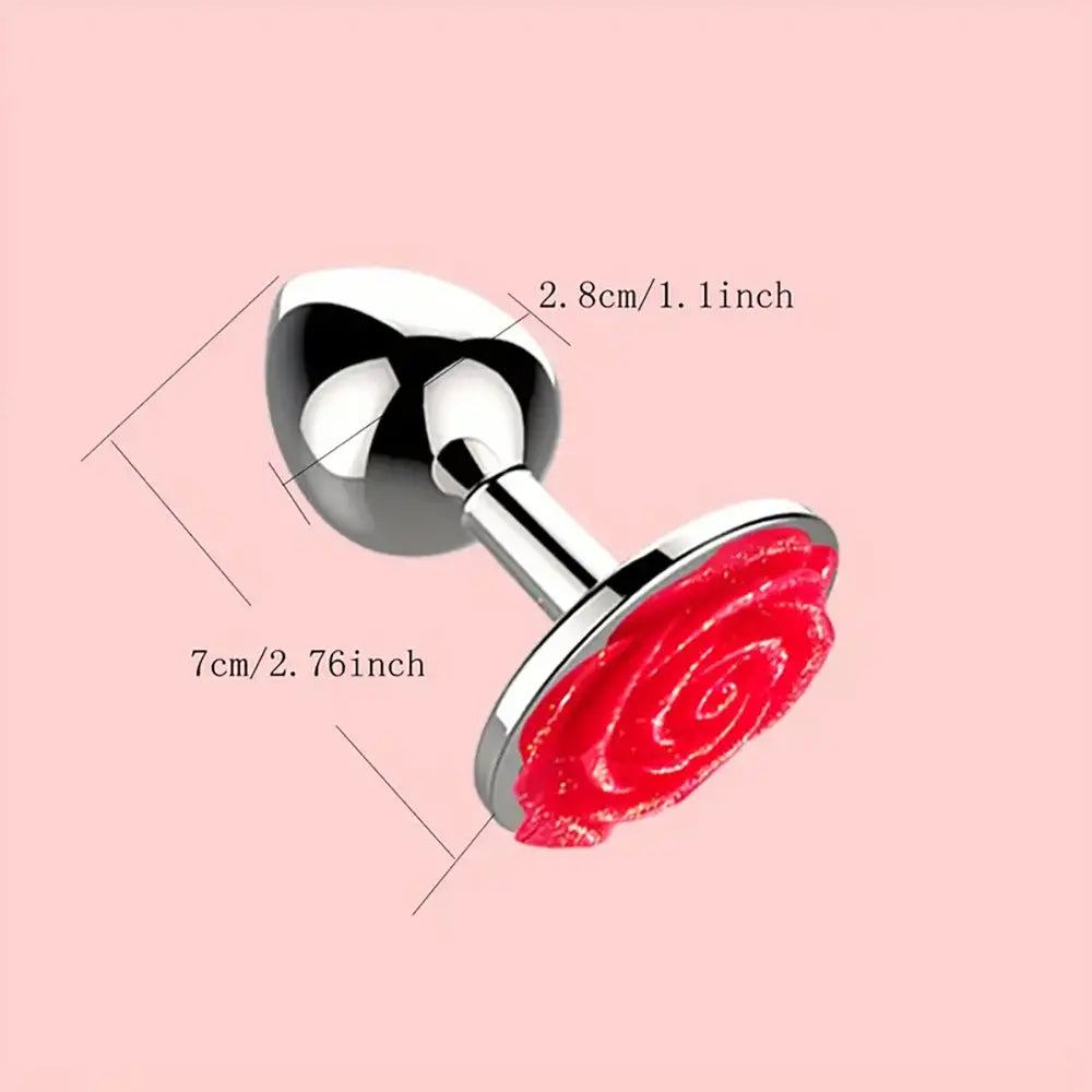 Metal Rose Anal Plug Sex Toy For Men Women Sex Orgasm Love