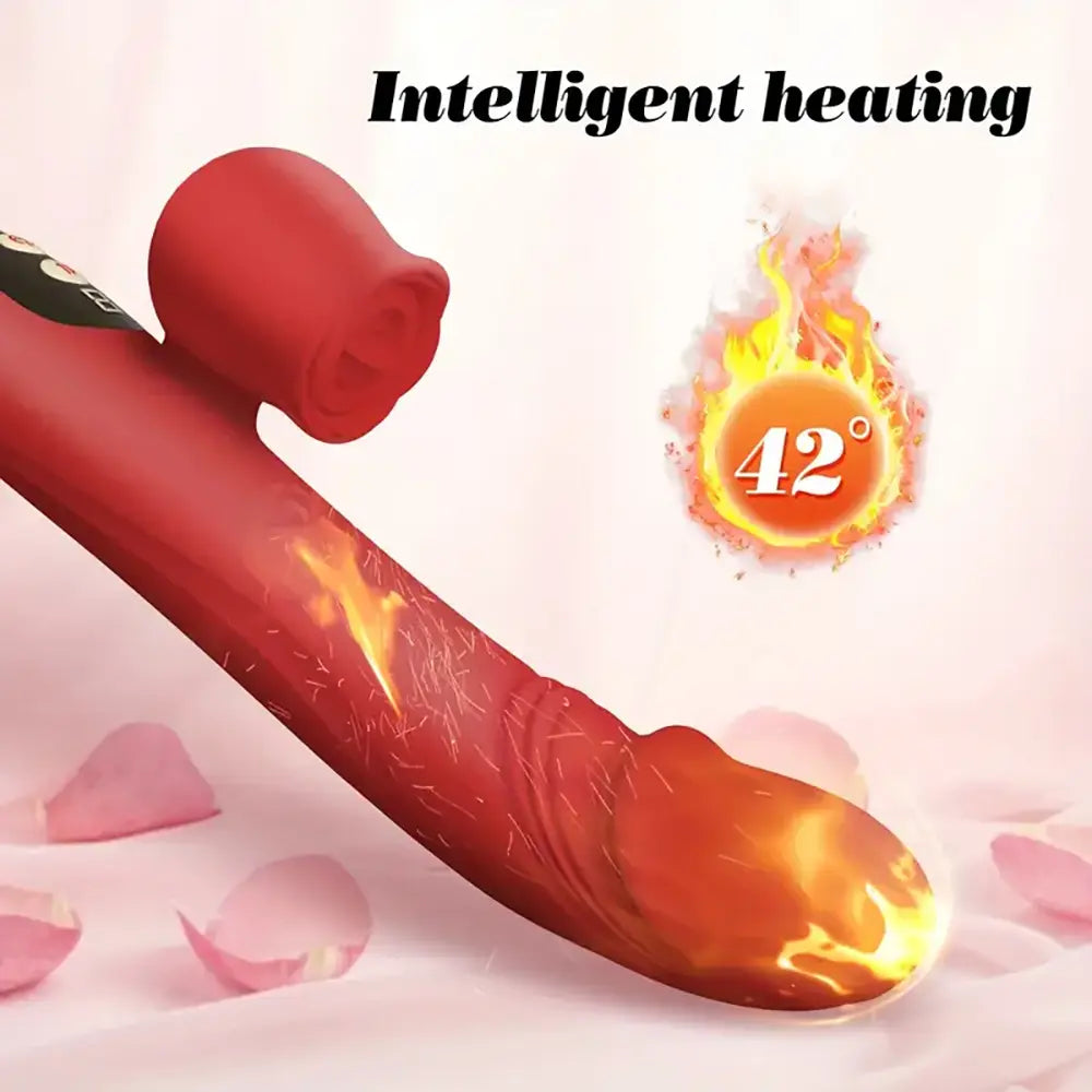 Silicone Telescopic Push Vibration Heating Tongue Lick Rose Vibrator