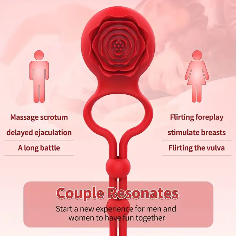 Adjustable Rose Prostate Female Vibrator Prostate Massage Cock Ring