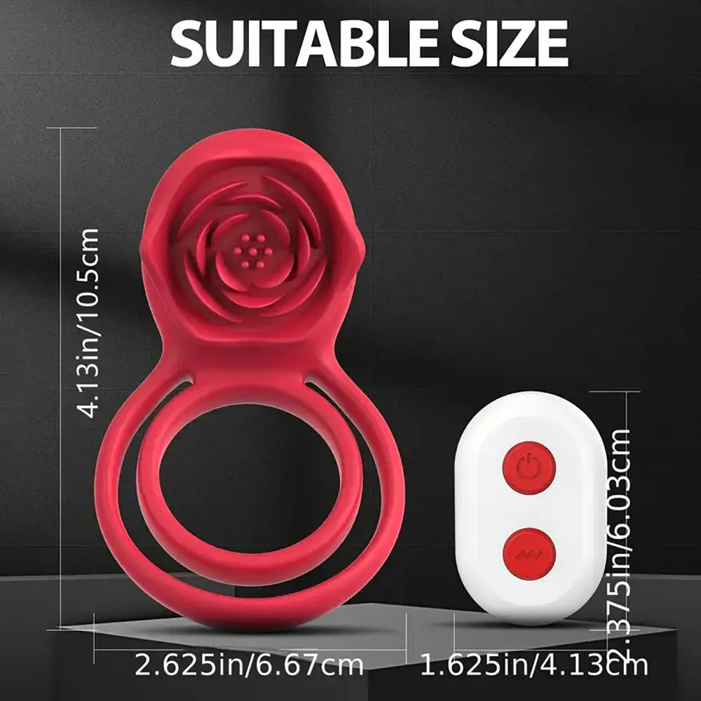 Rose Flower Ejaculation Dual Cock Ring Remote Rose Ring Vibrator