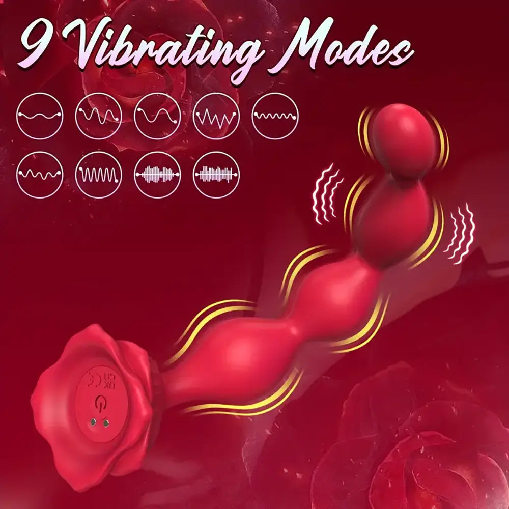 Rose Vibrating Butt Plug Men Gay Female Male Clitoris Stimulator