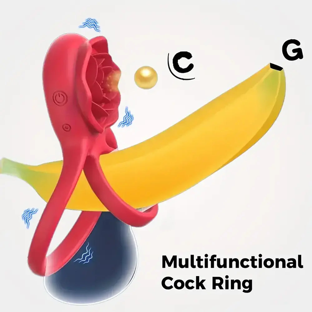 Rose Flower Ejaculation Dual Cock Ring Remote Rose Ring Vibrator