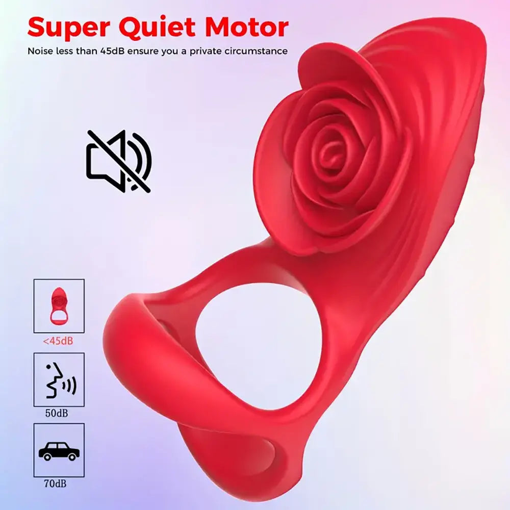 Remote Control Rose Vibrating Cock Ring Sex Toy For Couples Clit