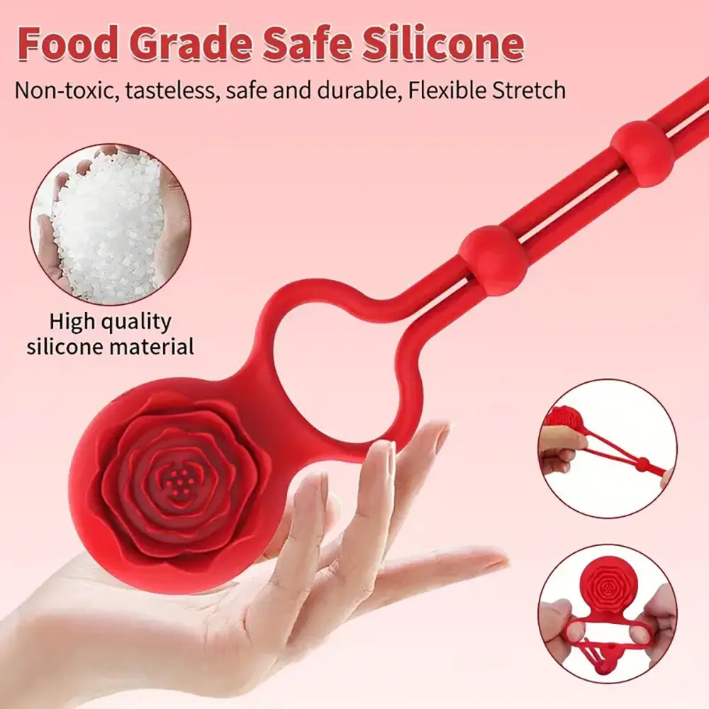 Adjustable Rose Prostate Female Vibrator Prostate Massage Cock Ring