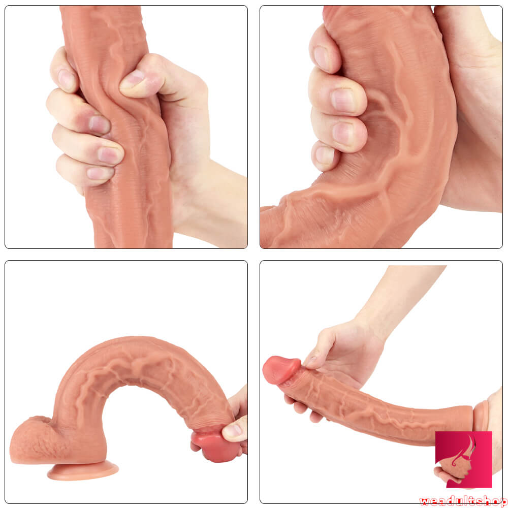 12.6in Soft Silicone Big Realistic Double Layer Dildo For Adults Sex
