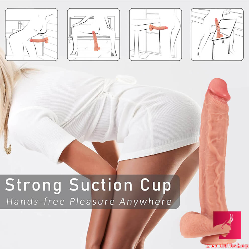 12.6in Soft Silicone Big Realistic Double Layer Dildo For Adults Sex