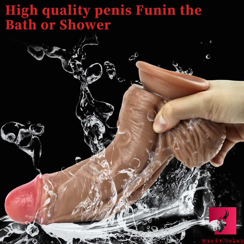 9.84in Soft Silicone Big Fat Realistic Double Layer Dildo Sex Toy