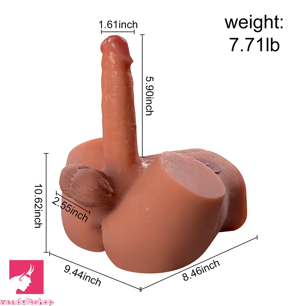 5.9in Super Real Automatic Vibrating Thrusting Dildo Torso For Real Big Butt