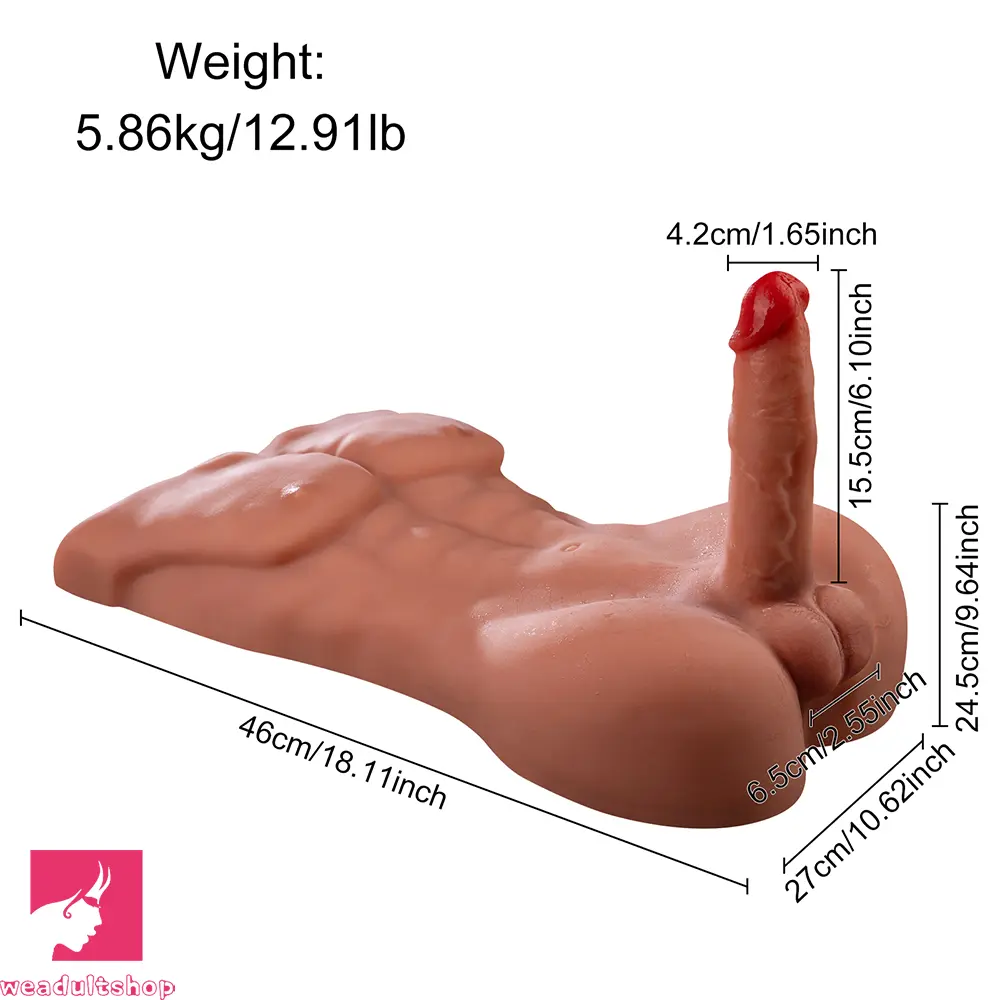 6.1in Super Realistic Soft Lover Male Torso Dildo Vibrating Thrusting Cock Toy