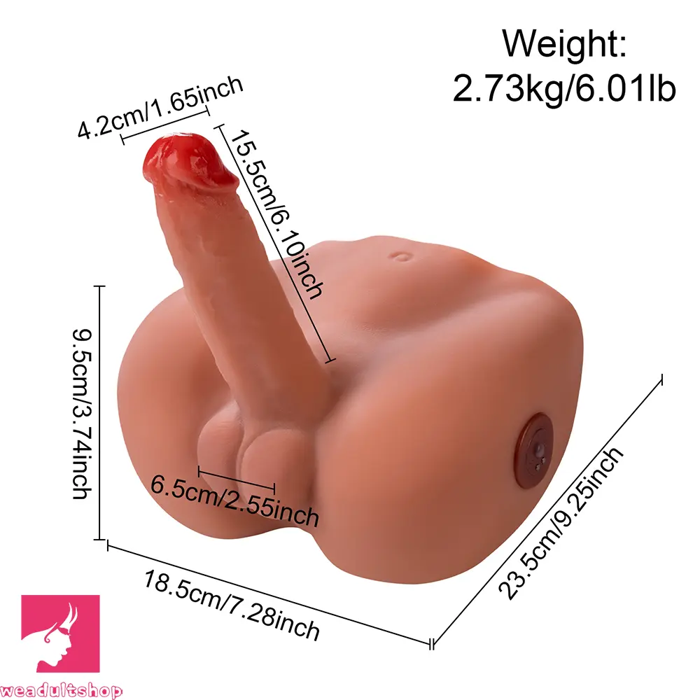 6.1in Super Soft Butt Vibrating Thrusting Torso Dildo Real Skin Auto Sex Torso