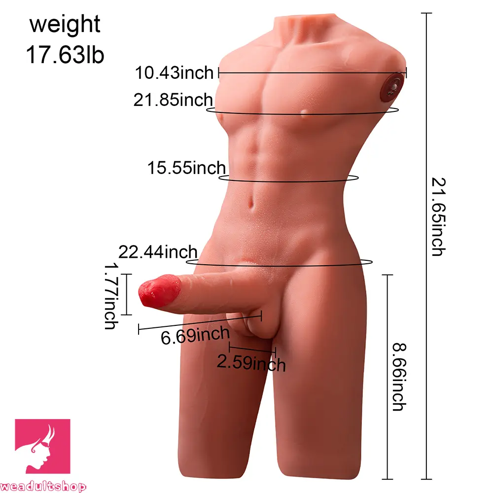 6.69in Life Size Male Torso With Thrusting Vibrating Function Dildo Sensory Toy
