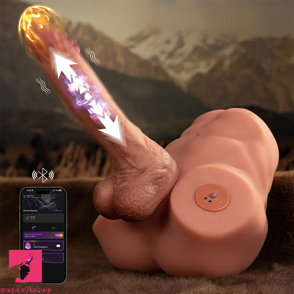 8.46in AI Video Recognition APP Remote Male Torso Dildo With Skin Texture