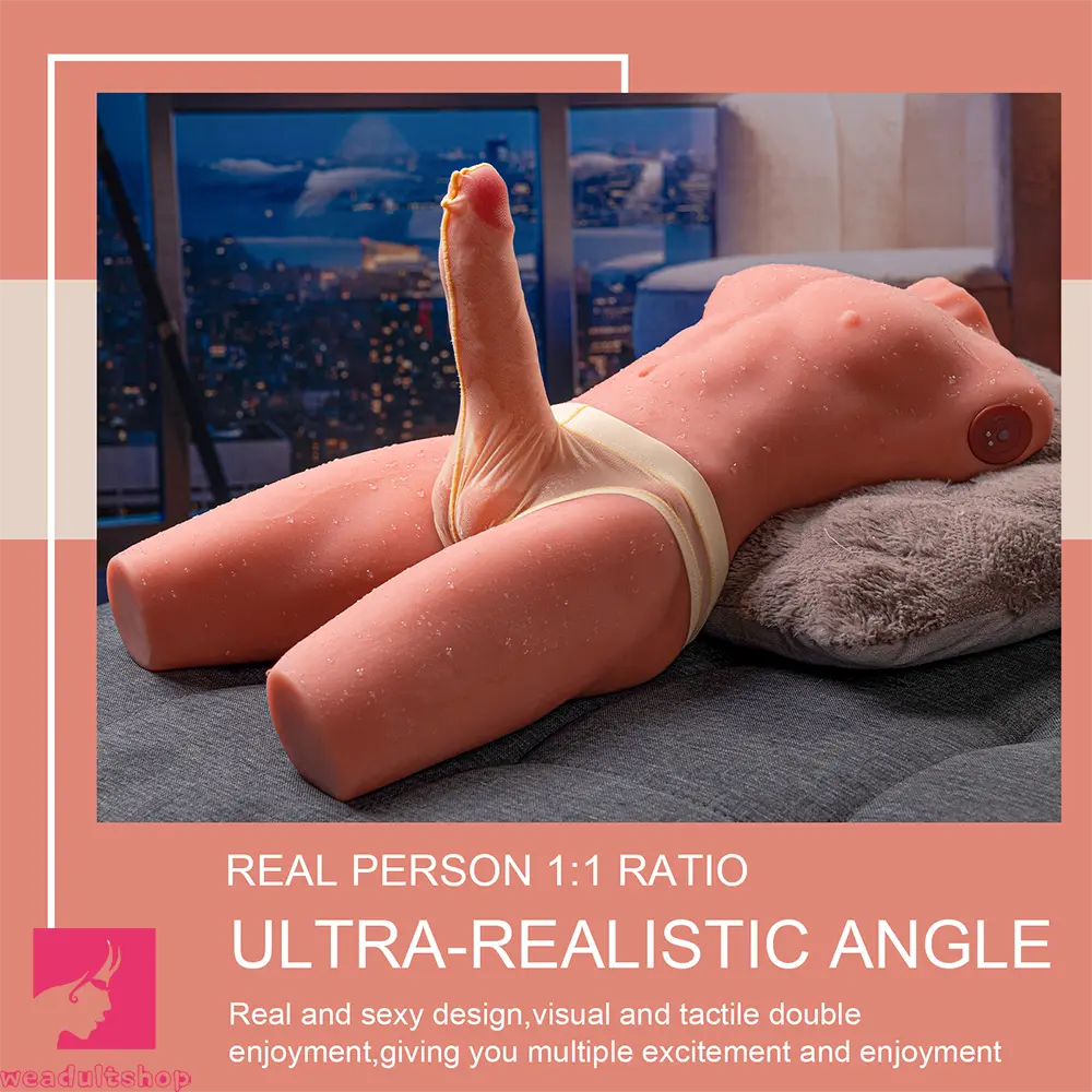 6.69in Life Size Male Torso With Thrusting Vibrating Function Dildo Sensory Toy