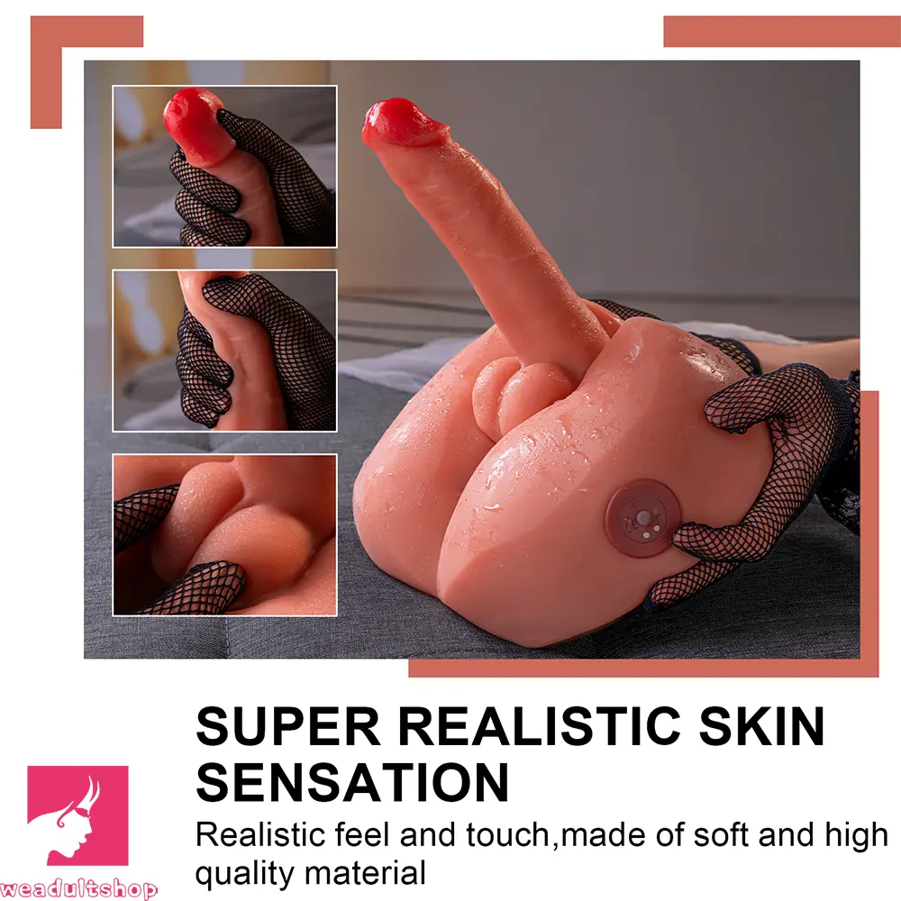 7.87in Soft Skin-Friendly Lifelike Skin Thrusting Vibrating Male Dildo Torso