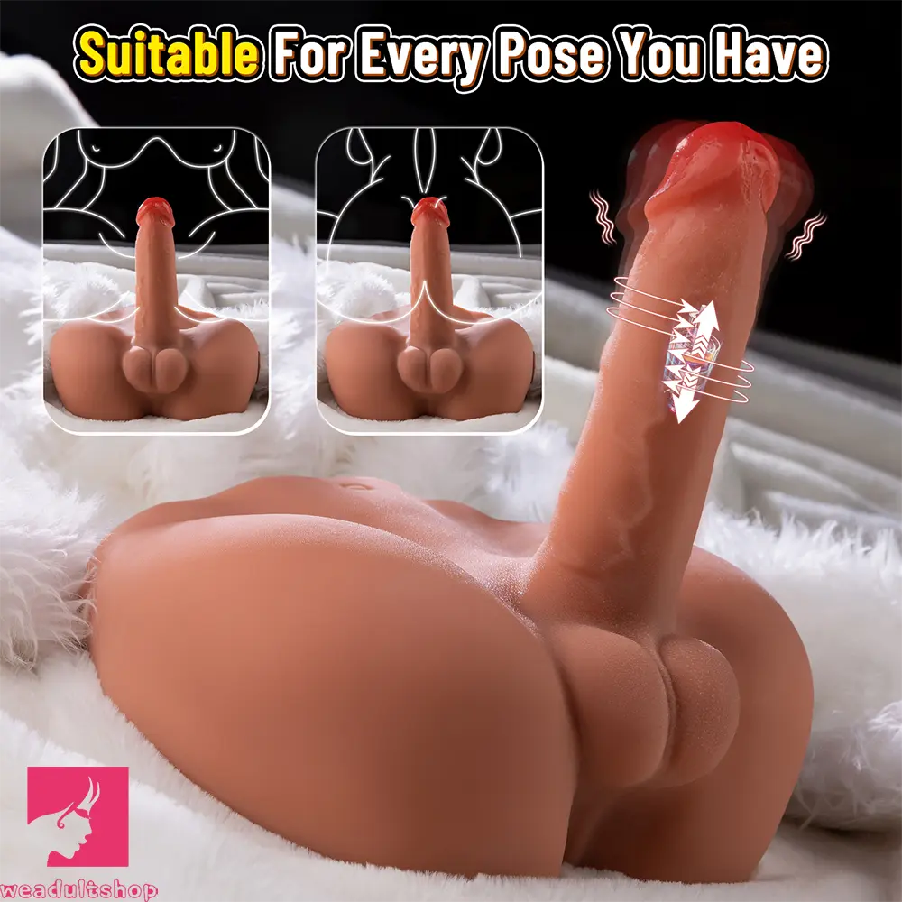 6.1in Super Soft Butt Vibrating Thrusting Torso Dildo Real Skin Auto Sex Torso