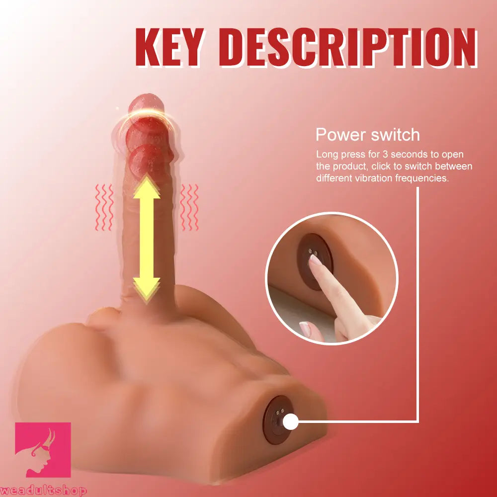 6.88in Realistic Grain Fascial Veins Vibrating Thrusting Portable Sex Torso Dildo