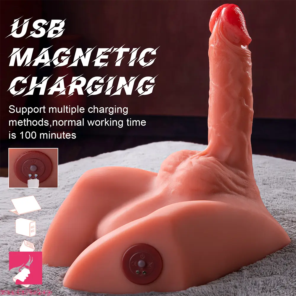 7.87in Real Feeling 3D Lifelike Sex Torso Dildo With Vibrating Thrusting Cock